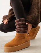  Cizme de zăpadă Maro slip-on cu platformă cu carâmb scurt Arinara