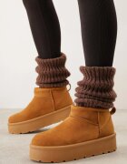  Cizme de zăpadă Maro slip-on cu platformă cu carâmb scurt Arinara