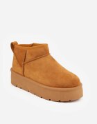  Cizme de zăpadă Maro slip-on cu platformă cu carâmb scurt Arinara