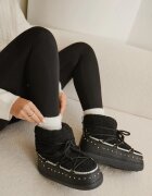 Cizme de zăpadă negre Ornamentate cu blană și ținte Abrinca