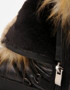  Cizme de zăpadă negre pe platformă cu blană și șireturi Eudaim