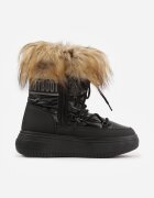  Cizme de zăpadă negre pe platformă cu blană și șireturi Eudaim