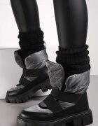  Cizme de zăpadă Negru și Gri slip-on Matlasate Florine