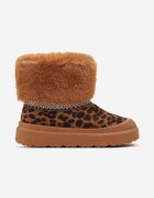  Cizme de zăpadă plate maro decorate cu model leopard broderie și blană Linnealis