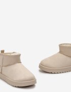  Cizme de zăpadă slip-on bej din imitație de piele întoarsă cu carâmb lat Akelotta