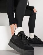  Cizme de zăpadă tip adidași Negre Cu șireturi cu talpă groasă Vamitte