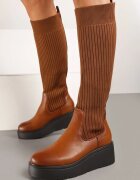  Cizme Maro cu platformă cu carâmb elastic Narirya