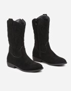  Cizme Negre Cowboy cu Talpă Plată decorate cu Imprimeu Niathalie