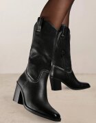  Cizme Negre cu toc stil cowboy Laoretta