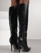  Cizme Negre cu Toc Stiletto decorate cu Cataramă Innadora