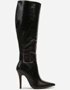  Cizme Negre cu Toc Stiletto decorate cu Cataramă Innadora