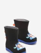  Cizme Negre de cauciuc cu talpă plată cu ornament 3D Lavittes