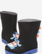  Cizme Negre de cauciuc cu talpă plată cu ornament 3D Lavittes