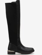  Cizme Negre pe Talpă Plată cu Inserție Elastică Miorvade