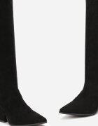 Cizme Negre peste genunchi cu toc conic Mudra