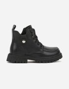 clibee Botine Negre Stil Muncitoresc cu Ornament Metalic Vessia