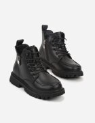 clibee Botine Negre Stil Muncitoresc cu Ornament Metalic Vessia