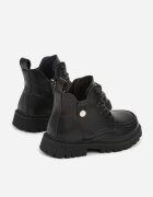 clibee Botine Negre Stil Muncitoresc cu Ornament Metalic Vessia