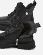 clibee Botine Negre Stil Muncitoresc cu Ornament Metalic Vessia