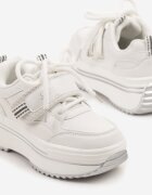 clibee Pantofi Sport Albi Sneakers cu Talpă Groasă cu Velcro Suplimentar Doreldi
