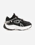 clibee Pantofi Sport Negri Sneakersy Chunky cu Lanț Decorativ cu Perle Nephenilla