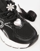 clibee Pantofi Sport Negri Sneakersy Chunky cu Lanț Decorativ cu Perle Nephenilla