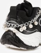 clibee Pantofi Sport Negri Sneakersy Chunky cu Lanț Decorativ cu Perle Nephenilla