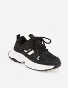 clibee Pantofi Sport Negru-Alb Sneakersy cu Scai pe Talpă Chunky Callamare