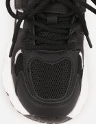 clibee Pantofi Sport Negru-Alb Sneakersy cu Scai pe Talpă Chunky Callamare