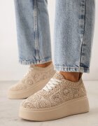c'm paris Adidași bej din împletitură cu talpă groasă în stil Boho Dacara