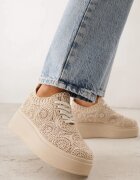 c'm paris Adidași bej din împletitură cu talpă groasă în stil Boho Dacara