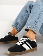 c'm paris Adidași Teniși Negri cu Dungi Geometrice Amolita