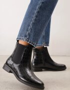 c'm paris Botine cu talpă joasă (tip chelsea) cu imprimeu crocodil Inemessa Negre