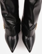 c'm paris Botine cu toc stiletto cu manșetă răsfrântă dungi și cataramă mare Salanita Negre