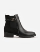 c'm paris Botine elegante în stil Chelsea cu toc plat și aplicație metalică Calenya Negre