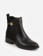 c'm paris Botine elegante în stil Chelsea cu toc plat și aplicație metalică Calenya Negre