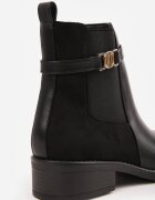 c'm paris Botine elegante în stil Chelsea cu toc plat și aplicație metalică Calenya Negre