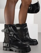 c'm paris Botine Negre cu carâmb care imită o cracă de pantalon Decorate cu curele cu catarame Zevilla