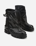 c'm paris Botine Negre cu carâmb care imită o cracă de pantalon Decorate cu curele cu catarame Zevilla
