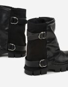 c'm paris Botine Negre cu carâmb care imită o cracă de pantalon Decorate cu curele cu catarame Zevilla