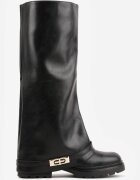 c'm paris Cizme cu carâmb tip picior de pantaloni cu aplicație metalică Alerpeia Negre