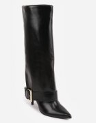 c'm paris Cizme cu toc stiletto și carâmb care imită o crac de pantaloni cu cataramă decorativă Hemata Negre