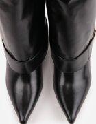 c'm paris Cizme cu toc stiletto și carâmb care imită o crac de pantaloni cu cataramă decorativă Hemata Negre