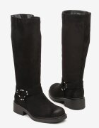 c'm paris Cizme Negre stil Biker Decorate cu Catarame Edioma
