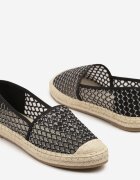 c'm paris Espadrile Negre din plasă decorate cu împletituri Telovianna