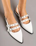 c'm paris Sandale Albe Slingback cu vârf ascuțit Decorate cu ținte și catarame Callevis