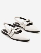 c'm paris Sandale Albe Slingback cu vârf ascuțit Decorate cu ținte și catarame Callevis