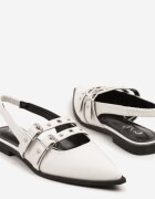 c'm paris Sandale Albe Slingback cu vârf ascuțit Decorate cu ținte și catarame Callevis