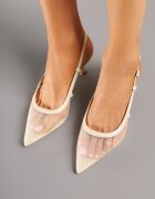 c'm paris Sandale Bej Slingback din Plasă cu Toc tip kitten Tiltewia
