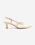 c'm paris Sandale Bej Slingback din Plasă cu Toc tip kitten Tiltewia